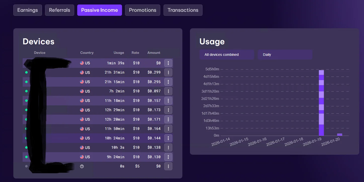 10个美国IP一天收益截图
